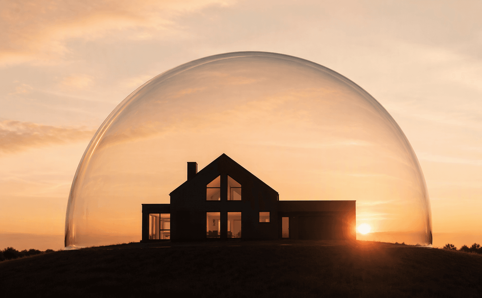 Maison protégée sous un dôme de verre